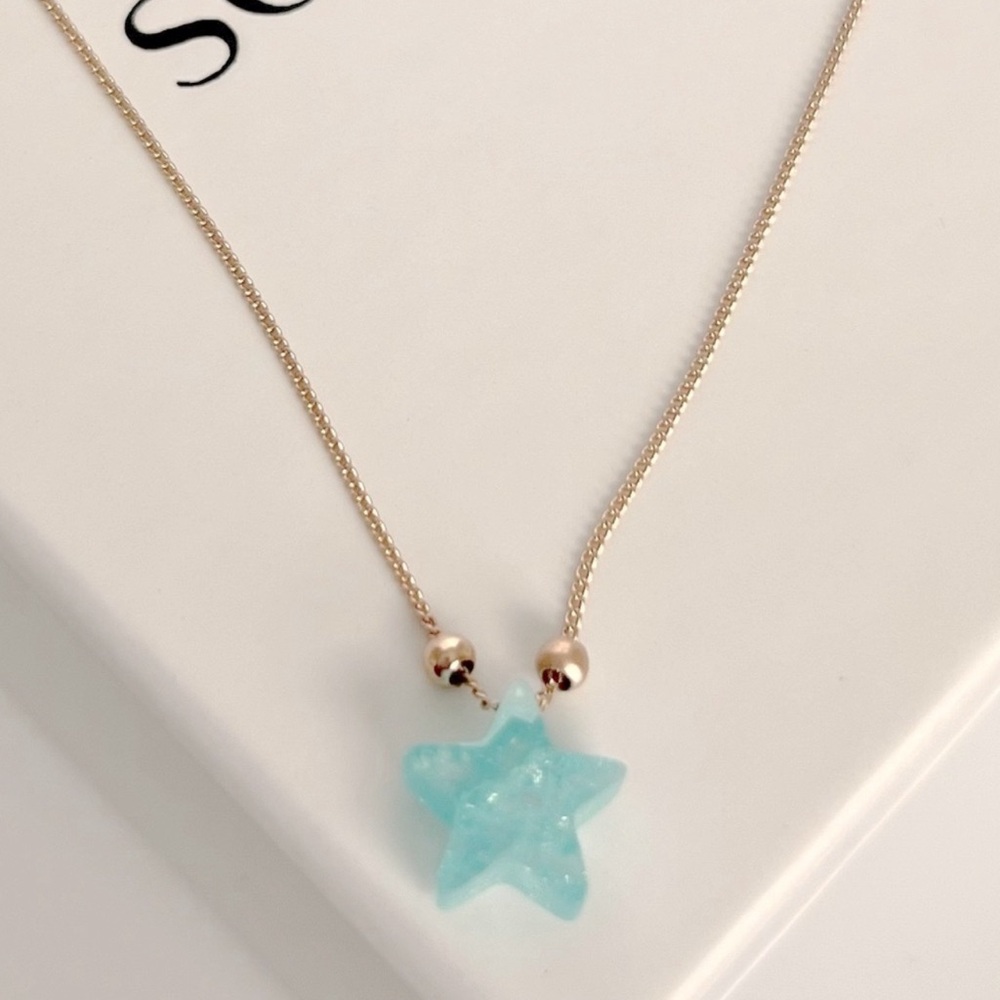 Turquoise Star Necklace 18k Gold Plated Real Opal Stone